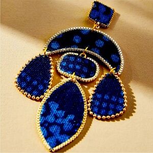 - NWT Anthropologie BLUE Textile Embellished Drop Earrings NWT